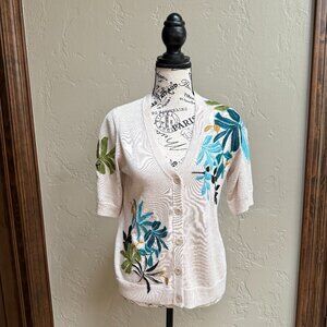 Chico's Embroidered Palms Cardigan NWOT